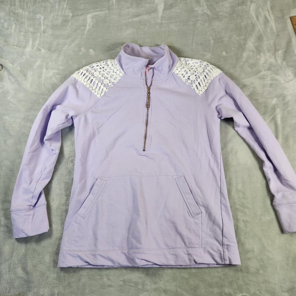 Lilly Pulitzer UPF 50+ Skipper Sweatshirt Lilac‎ Verbena Lavender Size S Lace